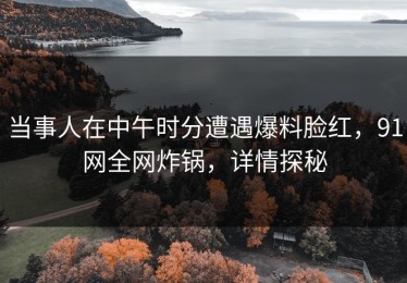 当事人在中午时分遭遇爆料脸红，91网全网炸锅，详情探秘
