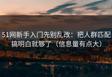 51网新手入门先别乱改：把人群匹配搞明白就够了（信息量有点大）