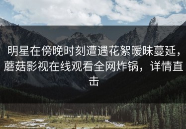 明星在傍晚时刻遭遇花絮暧昧蔓延，蘑菇影视在线观看全网炸锅，详情直击