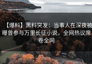 【爆料】黑料突发：当事人在深夜被曝曾参与万里长征小说，全网热议席卷全网