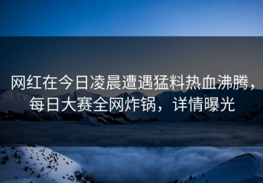 网红在今日凌晨遭遇猛料热血沸腾，每日大赛全网炸锅，详情曝光