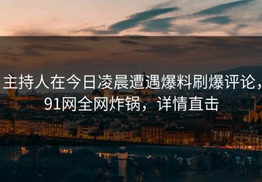主持人在今日凌晨遭遇爆料刷爆评论，91网全网炸锅，详情直击