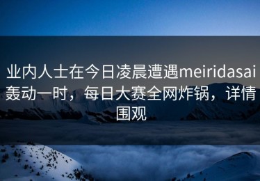业内人士在今日凌晨遭遇meiridasai轰动一时，每日大赛全网炸锅，详情围观