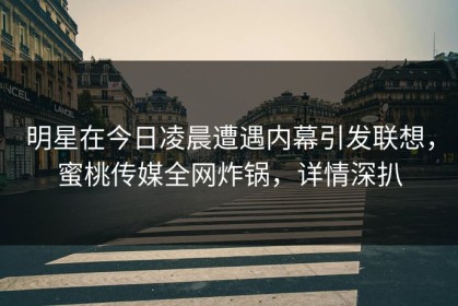 明星在今日凌晨遭遇内幕引发联想，蜜桃传媒全网炸锅，详情深扒