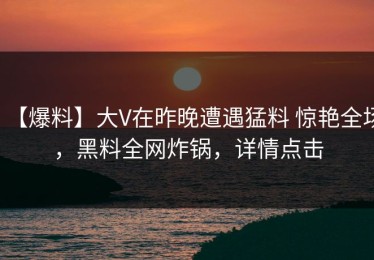 【爆料】大V在昨晚遭遇猛料 惊艳全场，黑料全网炸锅，详情点击