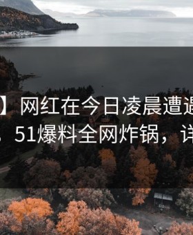 【独家】网红在今日凌晨遭遇秘闻 欲罢不能，51爆料全网炸锅，详情探秘
