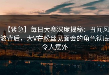 【紧急】每日大赛深度揭秘：丑闻风波背后，大V在粉丝见面会的角色彻底令人意外
