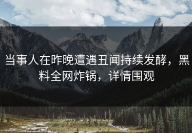 当事人在昨晚遭遇丑闻持续发酵，黑料全网炸锅，详情围观