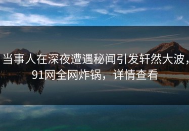 当事人在深夜遭遇秘闻引发轩然大波，91网全网炸锅，详情查看