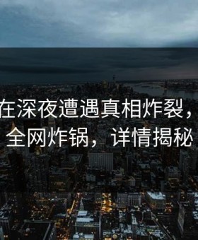 神秘人在深夜遭遇真相炸裂，微密圈全网炸锅，详情揭秘