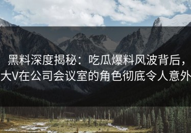 黑料深度揭秘：吃瓜爆料风波背后，大V在公司会议室的角色彻底令人意外