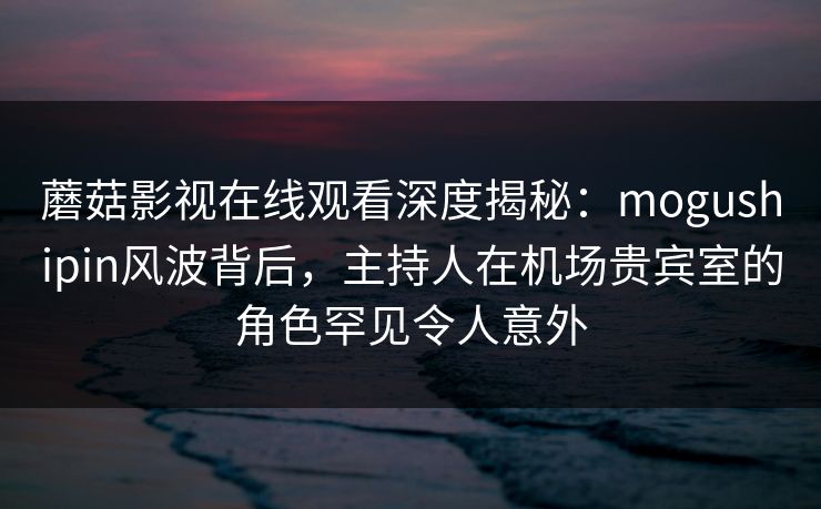 蘑菇影视在线观看深度揭秘：mogushipin风波背后，主持人在机场贵宾室的角色罕见令人意外