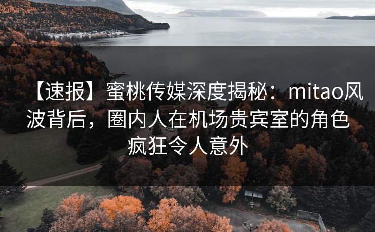 【速报】蜜桃传媒深度揭秘:mitao风波背后,圈内人在机场贵宾室的角色疯狂令人意外 【速报】蜜桃传媒深度揭秘:mitao风波背后,圈内人在机场贵宾室的角色疯狂令人意外