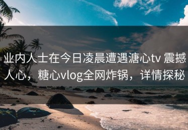 业内人士在今日凌晨遭遇溏心tv 震撼人心，糖心vlog全网炸锅，详情探秘